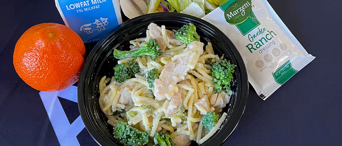 Students enjoying healthy meals